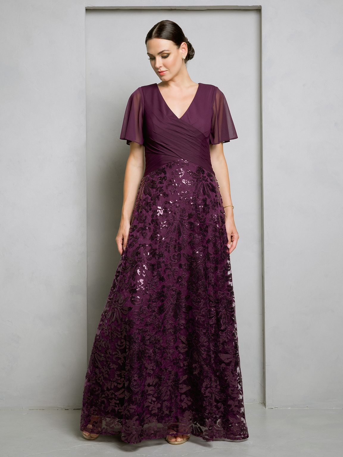 Eva Fashion 3519 Mother of the Bride Long Sequin Lace Formal Dress