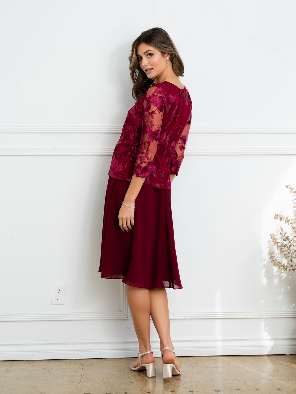 Eva Fashion 3524 Short Mother of the Bride Lace Jacket Dress
