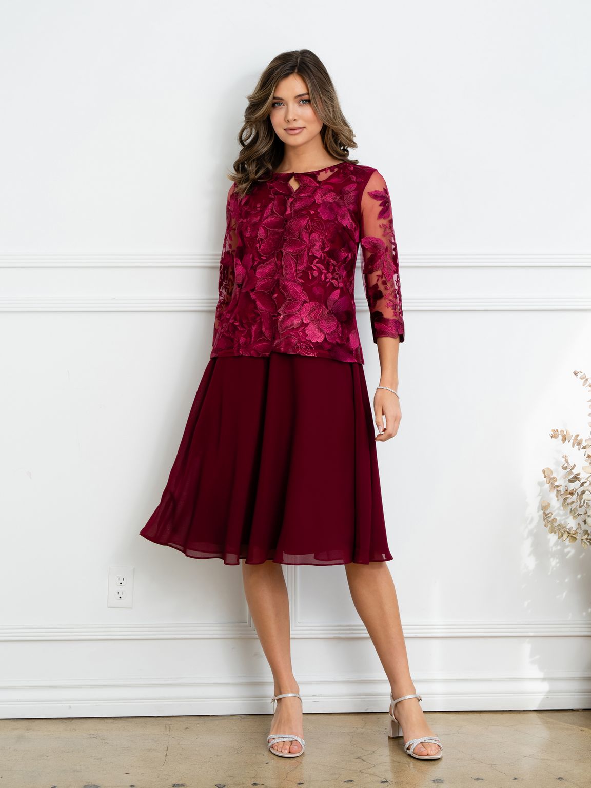 Eva Fashion 3524 Short Mother of the Bride Lace Jacket Dress