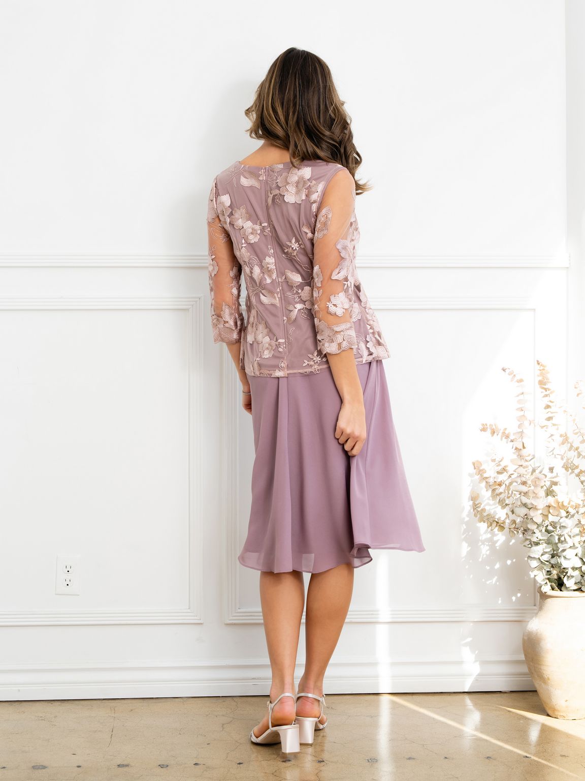 Eva Fashion 3524 Short Mother of the Bride Lace Jacket Dress