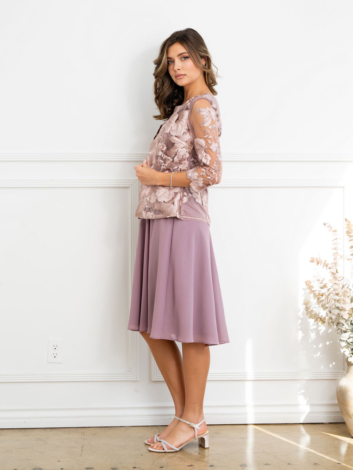 Eva Fashion 3524 Short Mother of the Bride Lace Jacket Dress