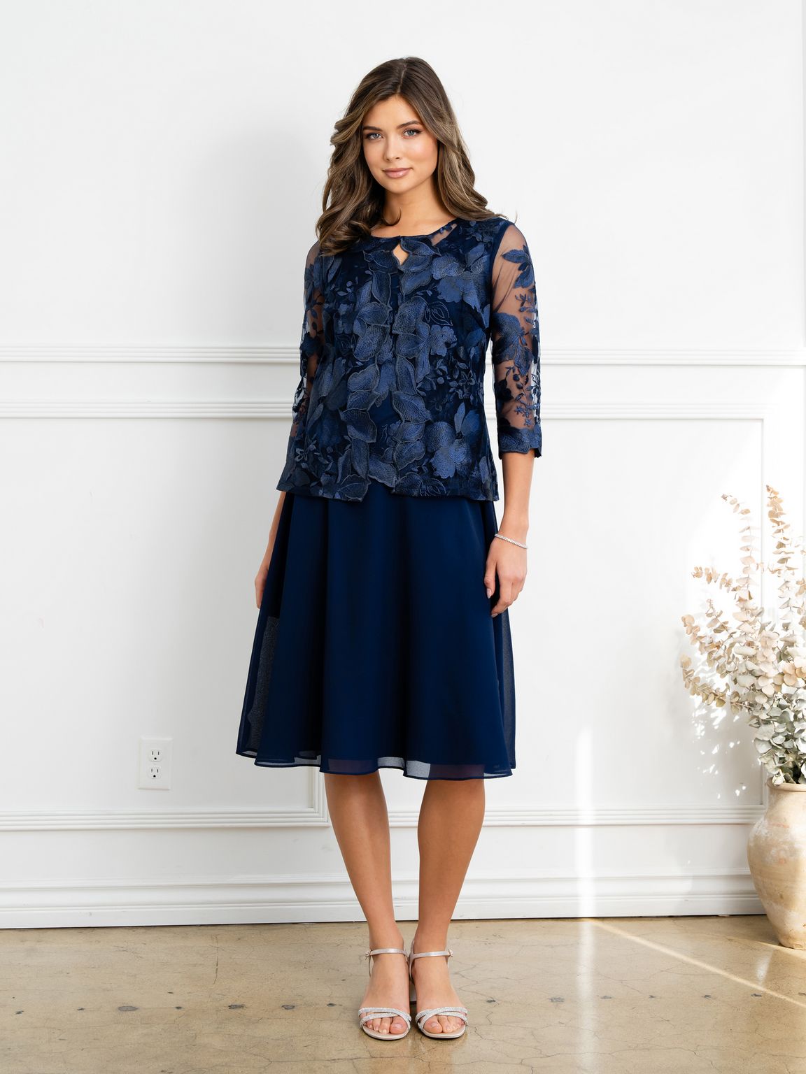 Eva Fashion 3524 Short Mother of the Bride Lace Jacket Dress