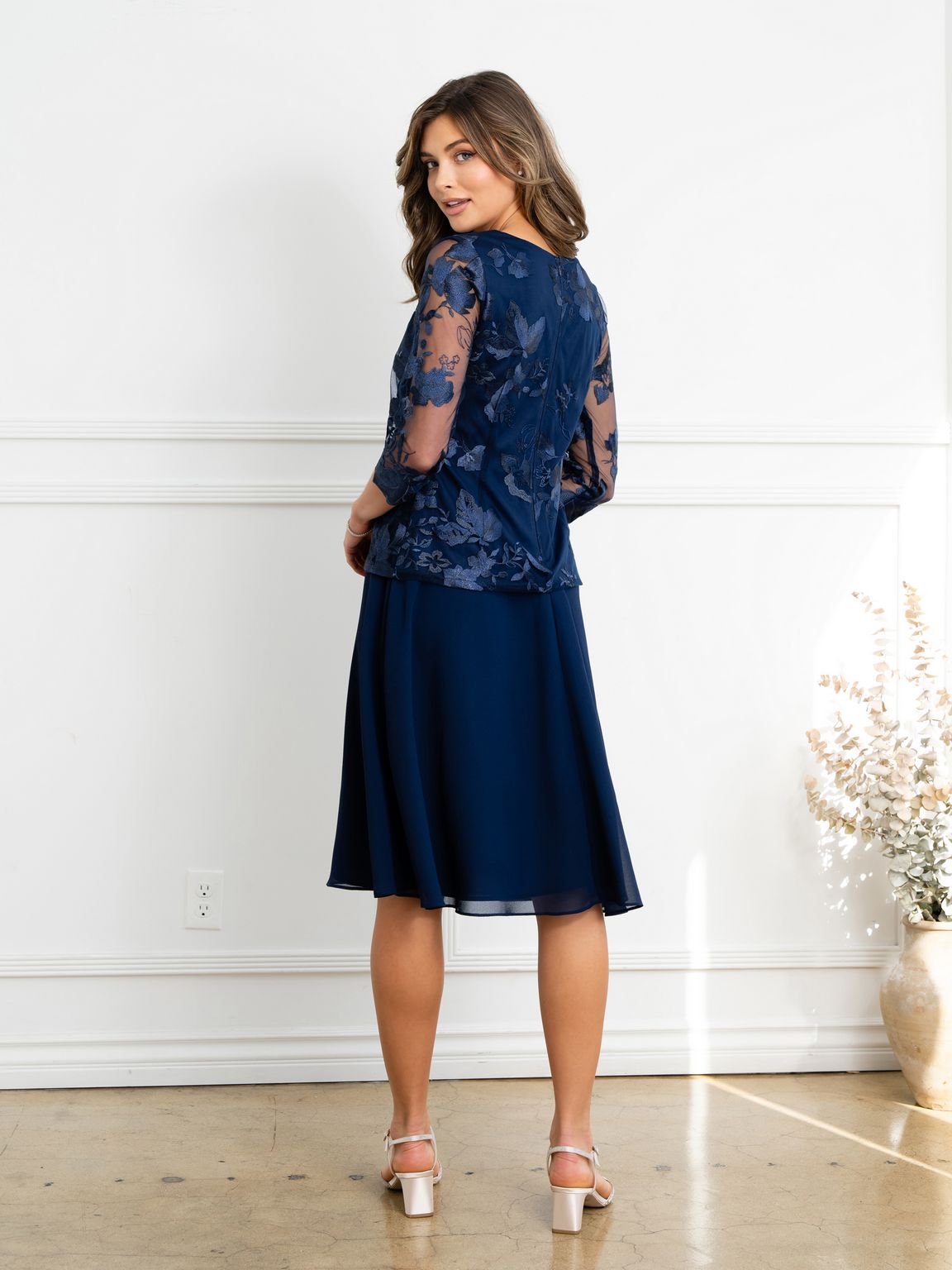 Eva Fashion 3524 Short Mother of the Bride Lace Jacket Dress