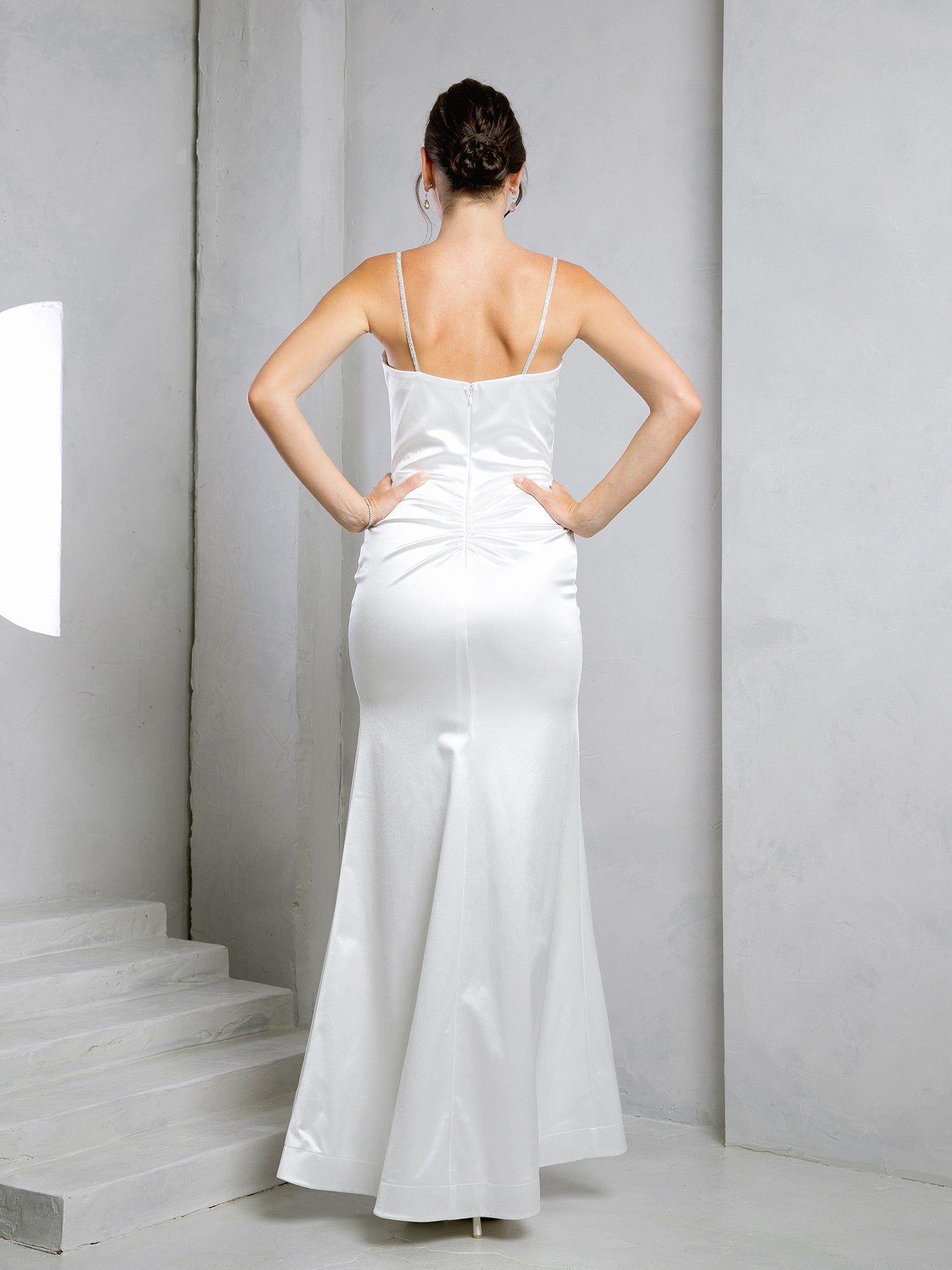 Eva Fashion 3525 Long Simple Fitted Slit Wedding Dress