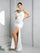 Wedding Dresses Long Simple Fitted Slit Wedding Dress Off White