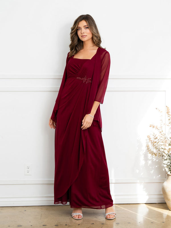 Eva Fashion 3527 Two Piece Long Formal Beaded Evening Dress