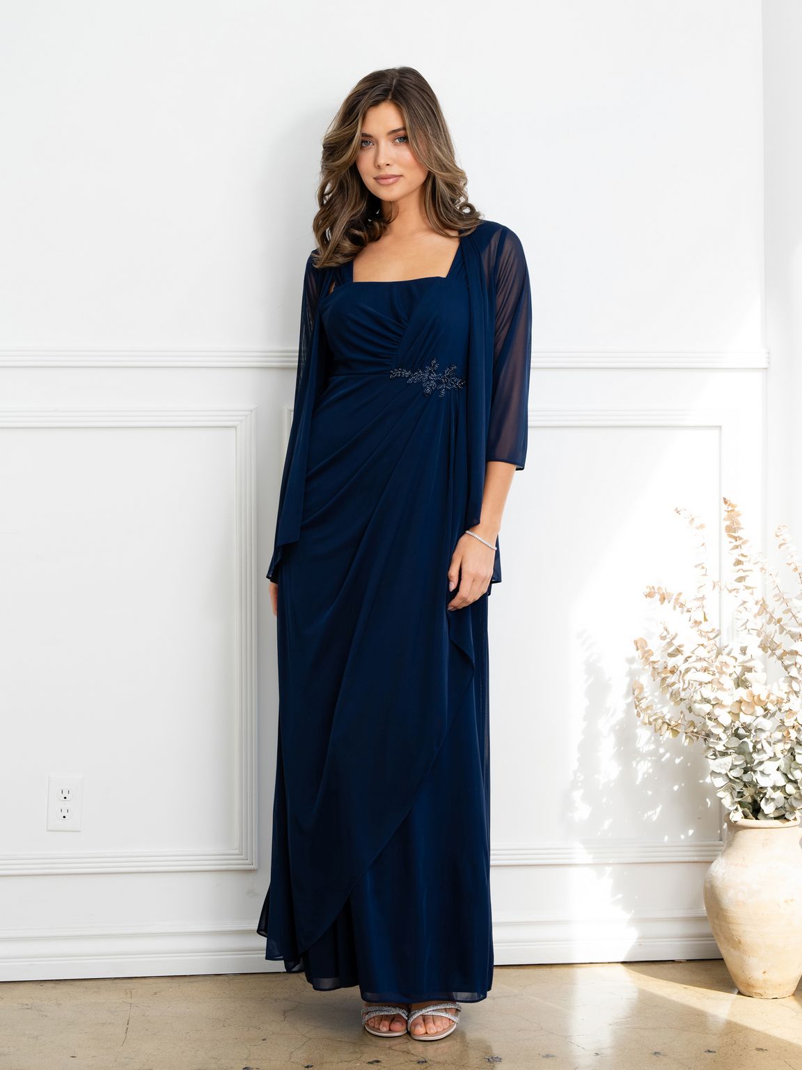 Eva Fashion 3527 Two Piece Long Formal Beaded Evening Dress