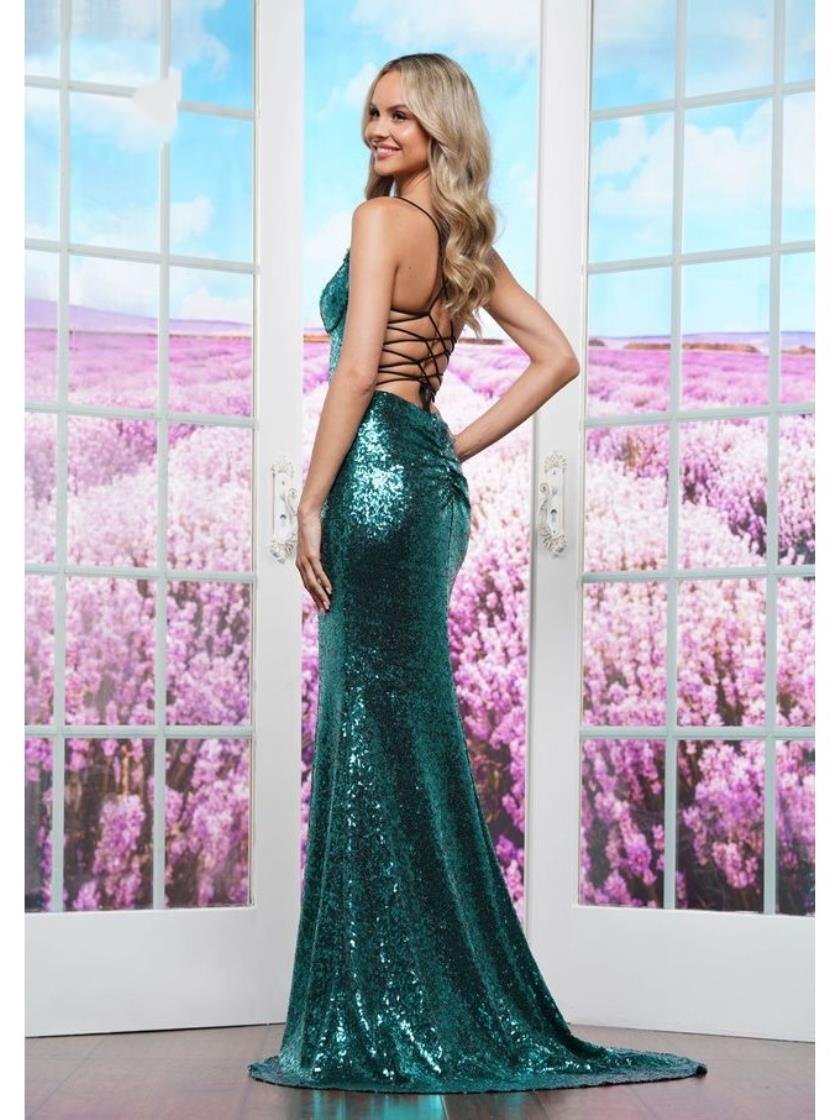 Prom Dresses Long Formal Slit Fitted Prom Dress Deep Green