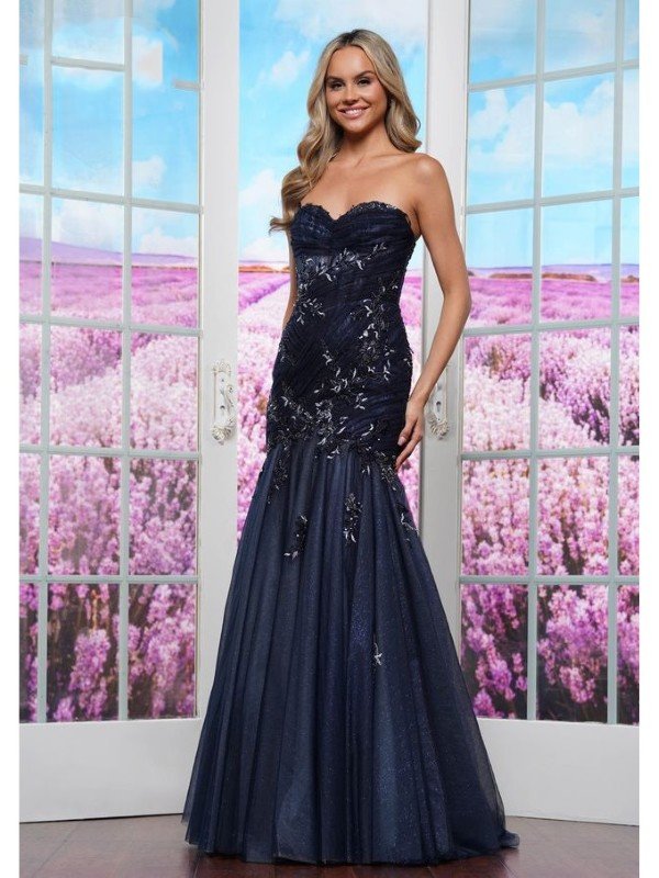 Prom Dresses Formal Fitted Long Evening Prom Dress Navy