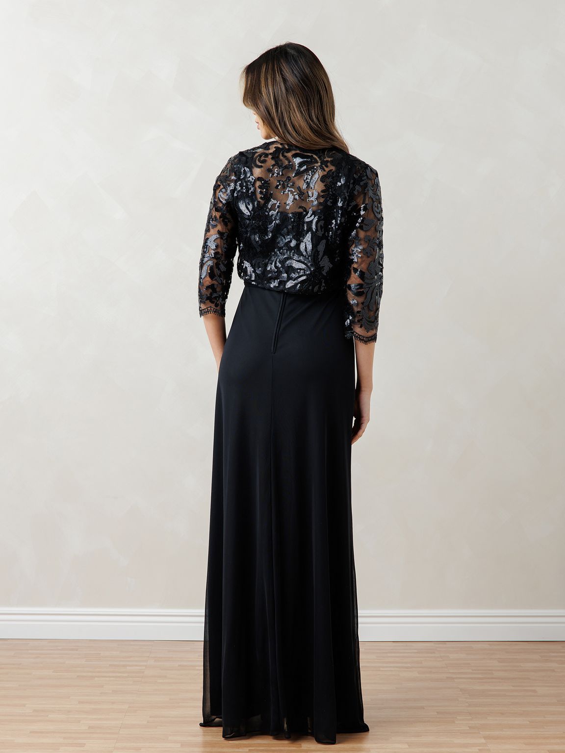 Eva Fashion 3531 Sequin Long  Formal Lace Bolero Evening  Dress