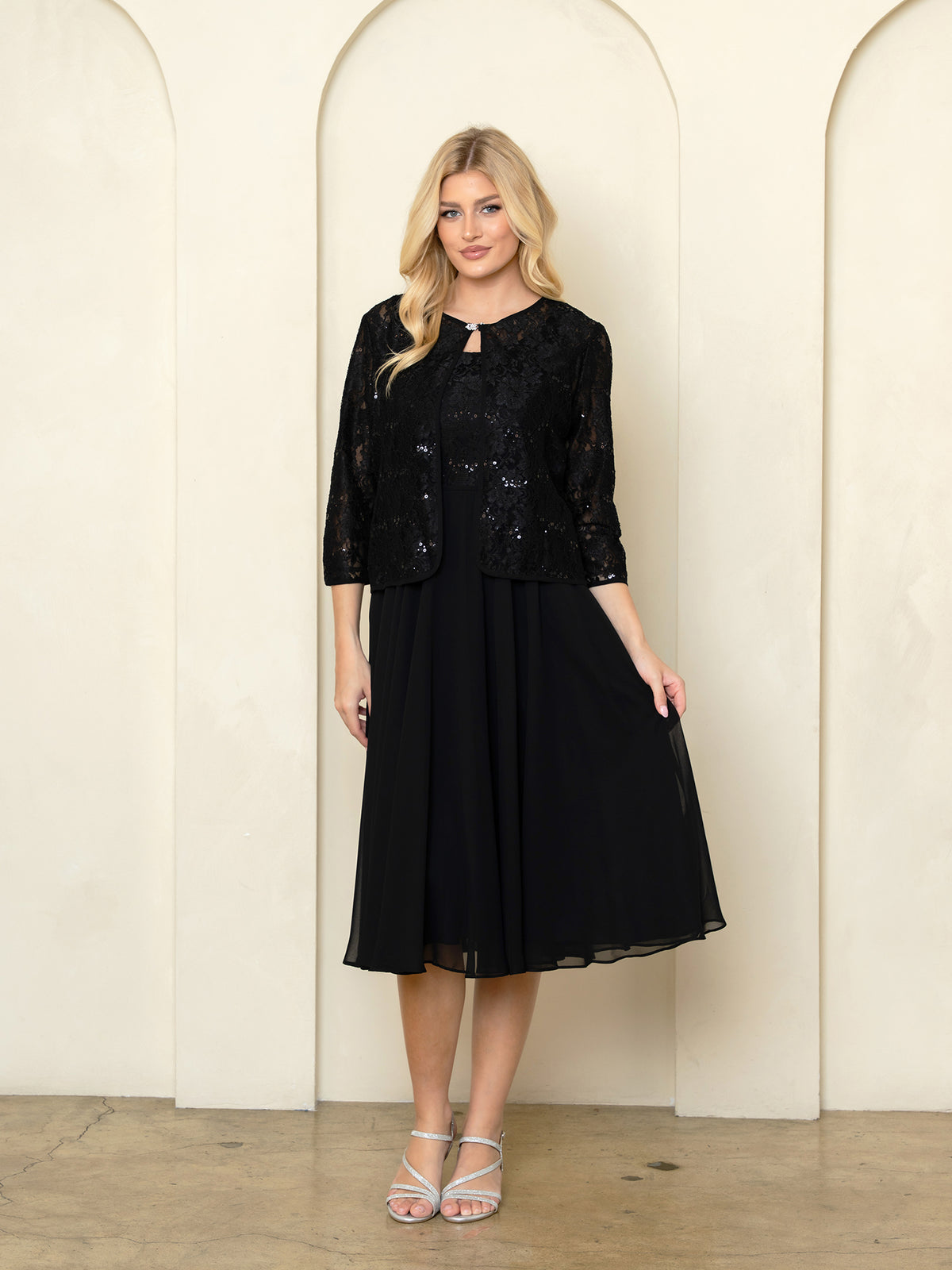 Cocktail Dresses Lace Long Sleeve Short Cocktail Dress Black