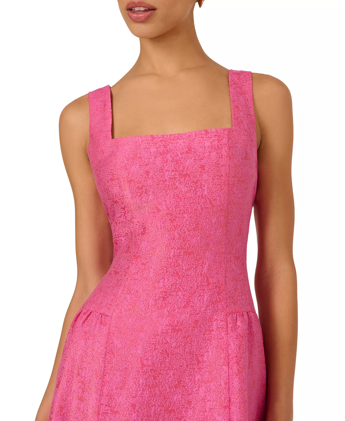 Square Midi Satin Occasion A-Line Dress Adrianna Papell AD3D106308