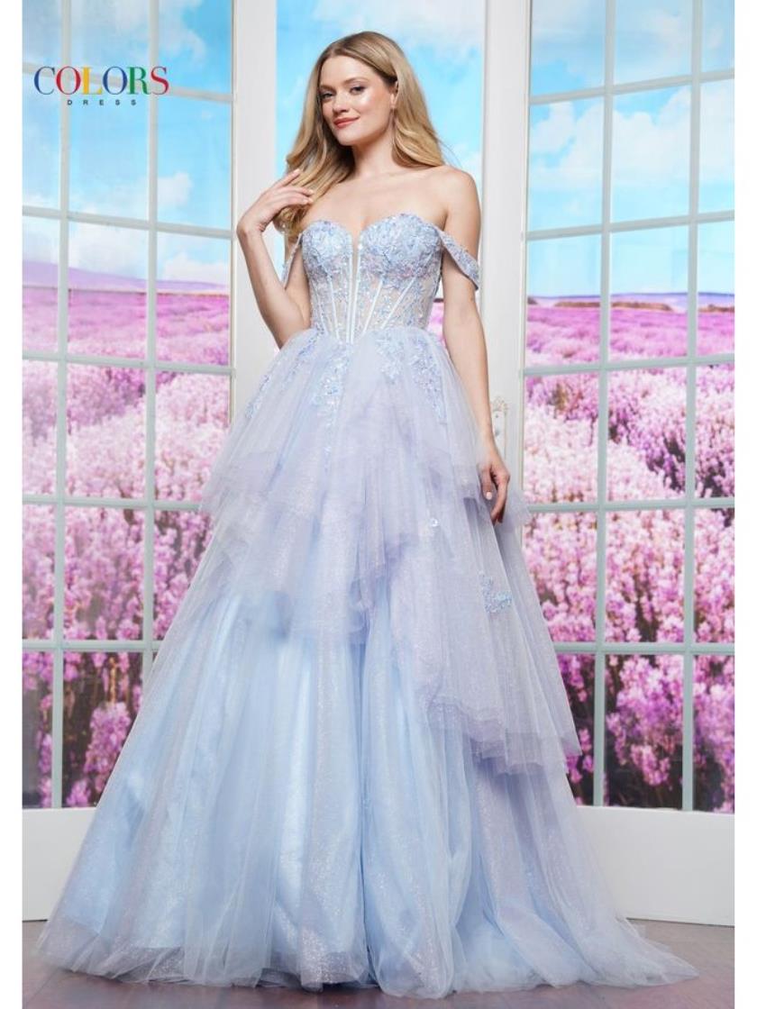 Colors 3534 Formal Ball Gown Long Ruffle Prom Dress