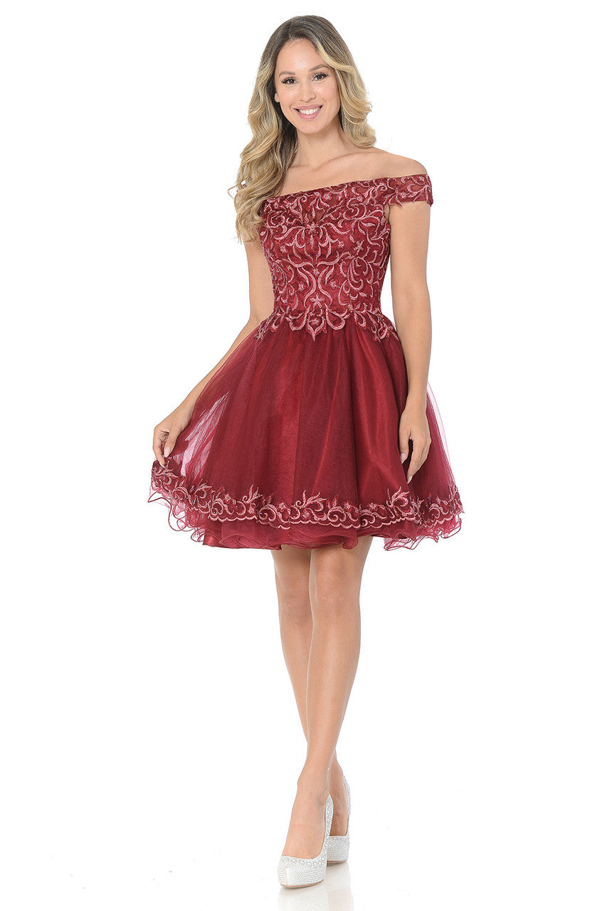 Cocktail Dresses Short Homecoming Lace Beaded Mini Cocktail Dress Lenovia 8141 Burgundy