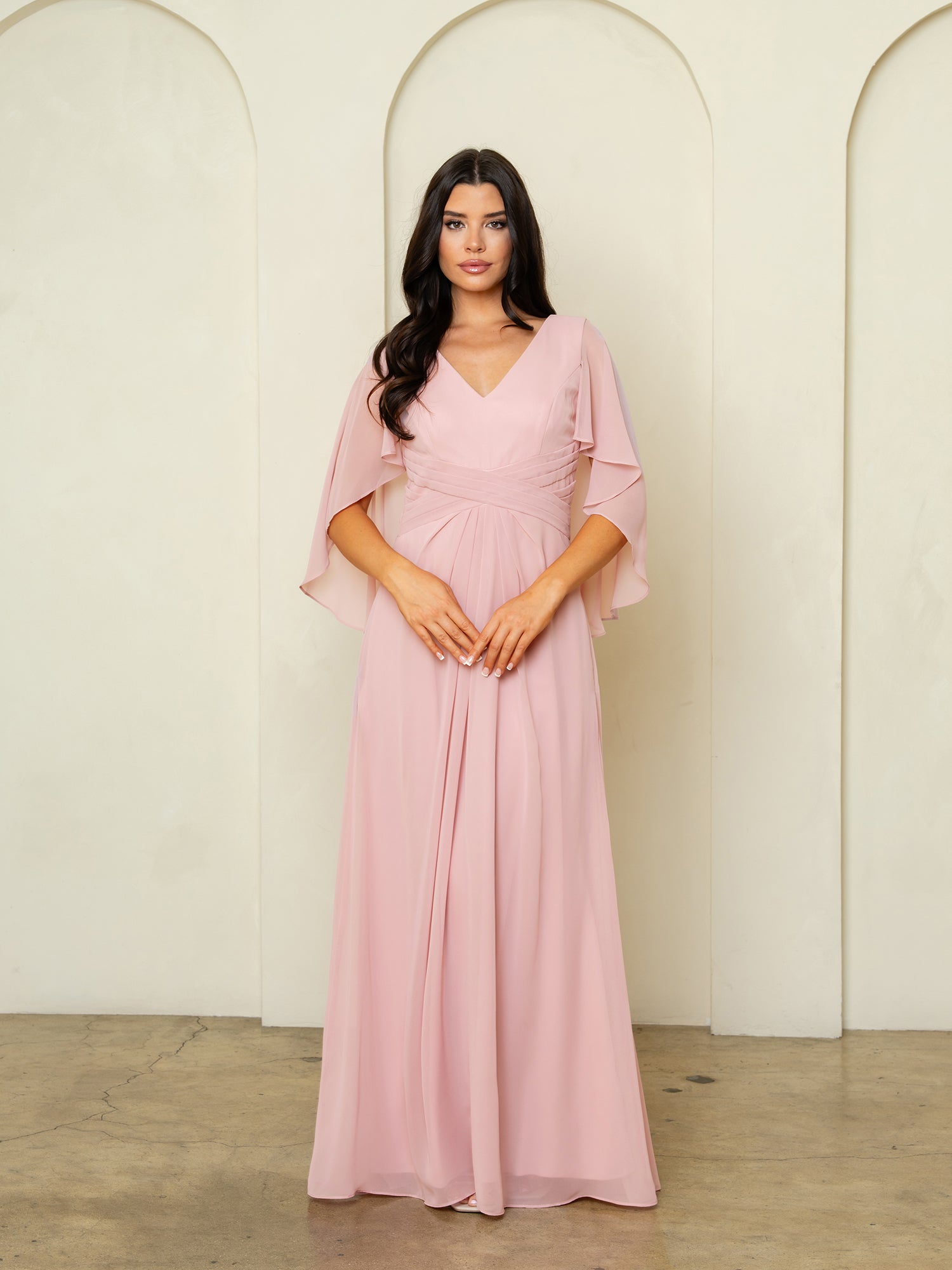 Mother of the Bride Dresses Long Formal A line Cape Motherof the Bride Dress Dusty Rose