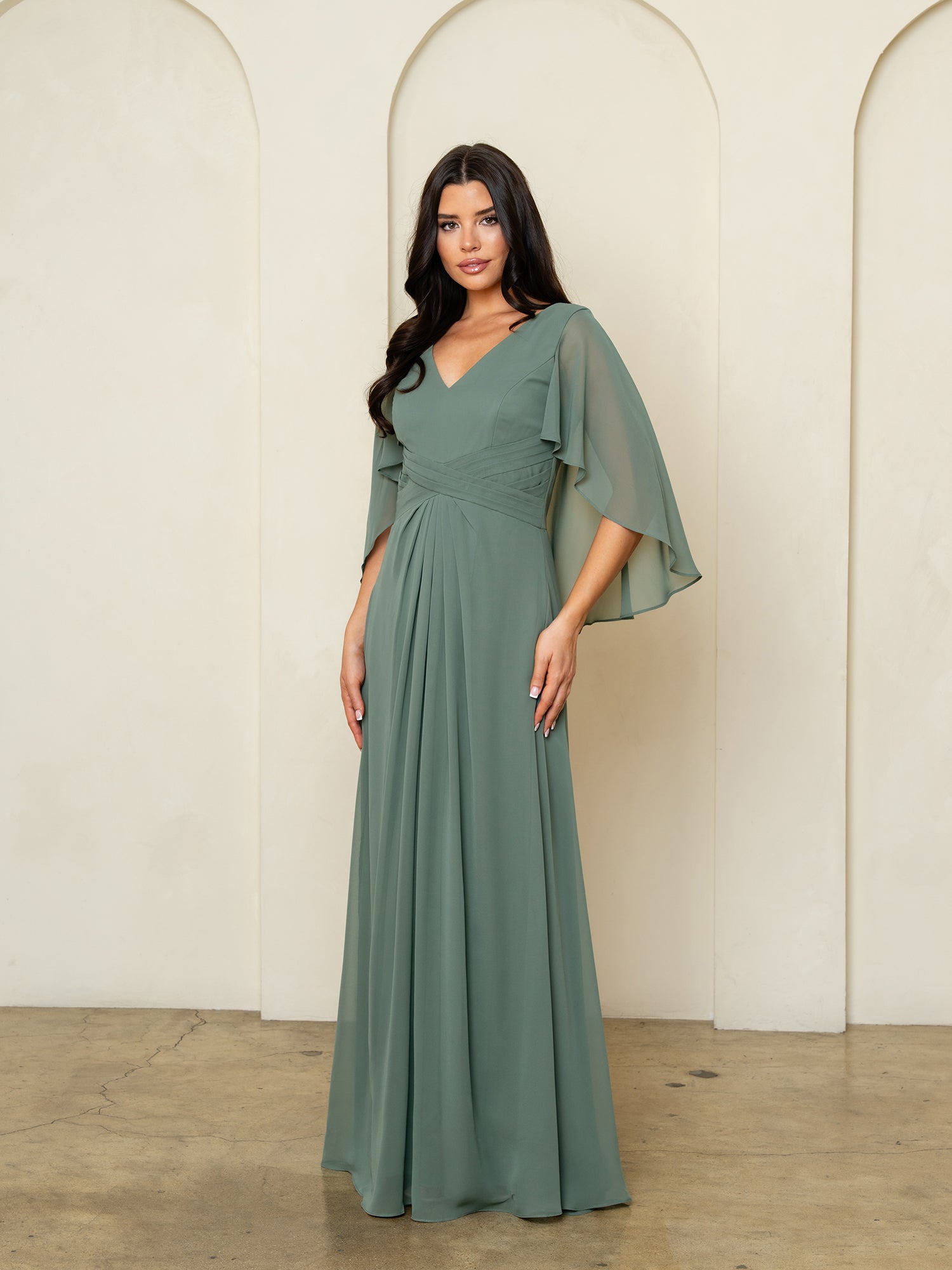 Eva Fashion 3536 Long Formal A line Cape Motherof the Bride Dress The Dress Outlet Eva Fashion 3536 Long Formal A line Cape Motherof the Bride Dress The Dress Outlet