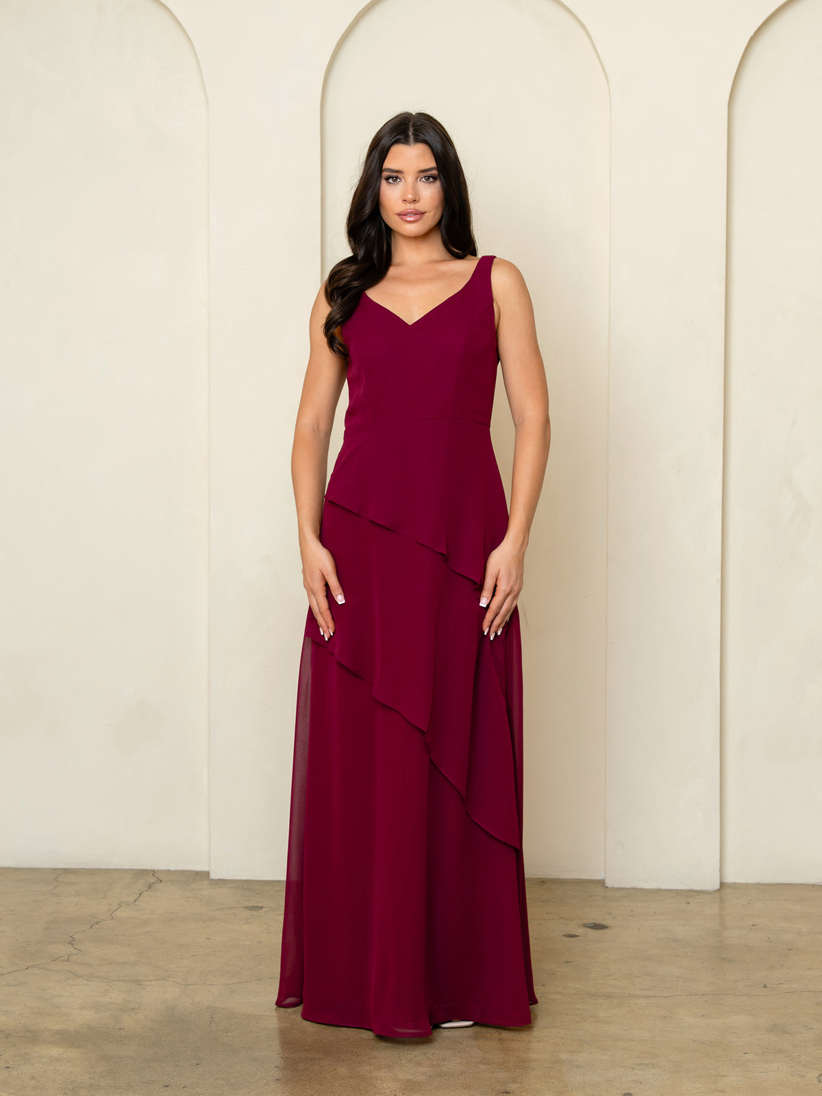 Mother of the Bride Dresses Long Formal Cape Mother of the Bride Dress Burgundy