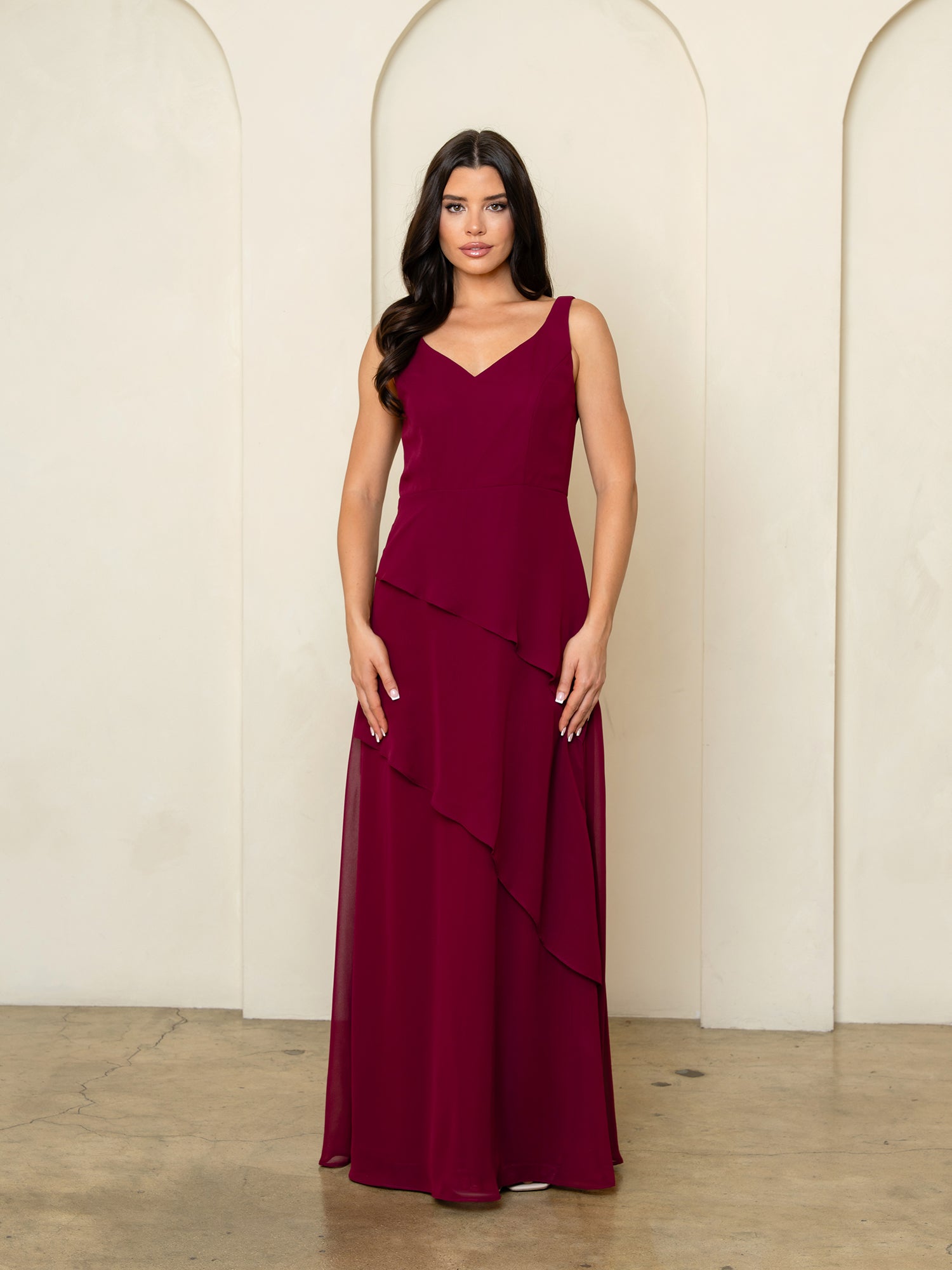 Mother of the Bride Dresses Long Formal Cape Mother of the Bride Dress Burgundy