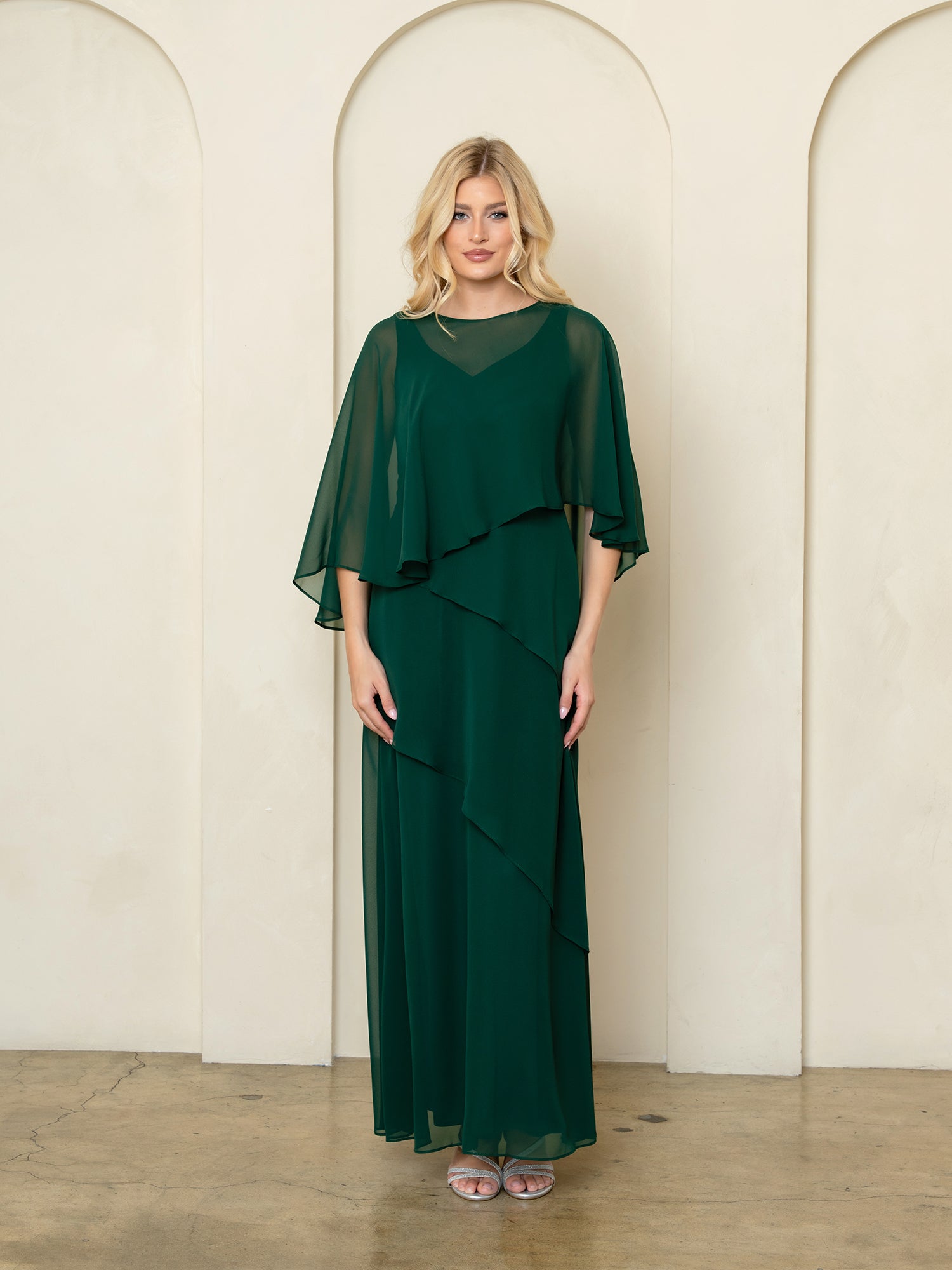 Mother of the Bride Dresses Long Formal Cape Mother of the Bride Dress Hunter Green