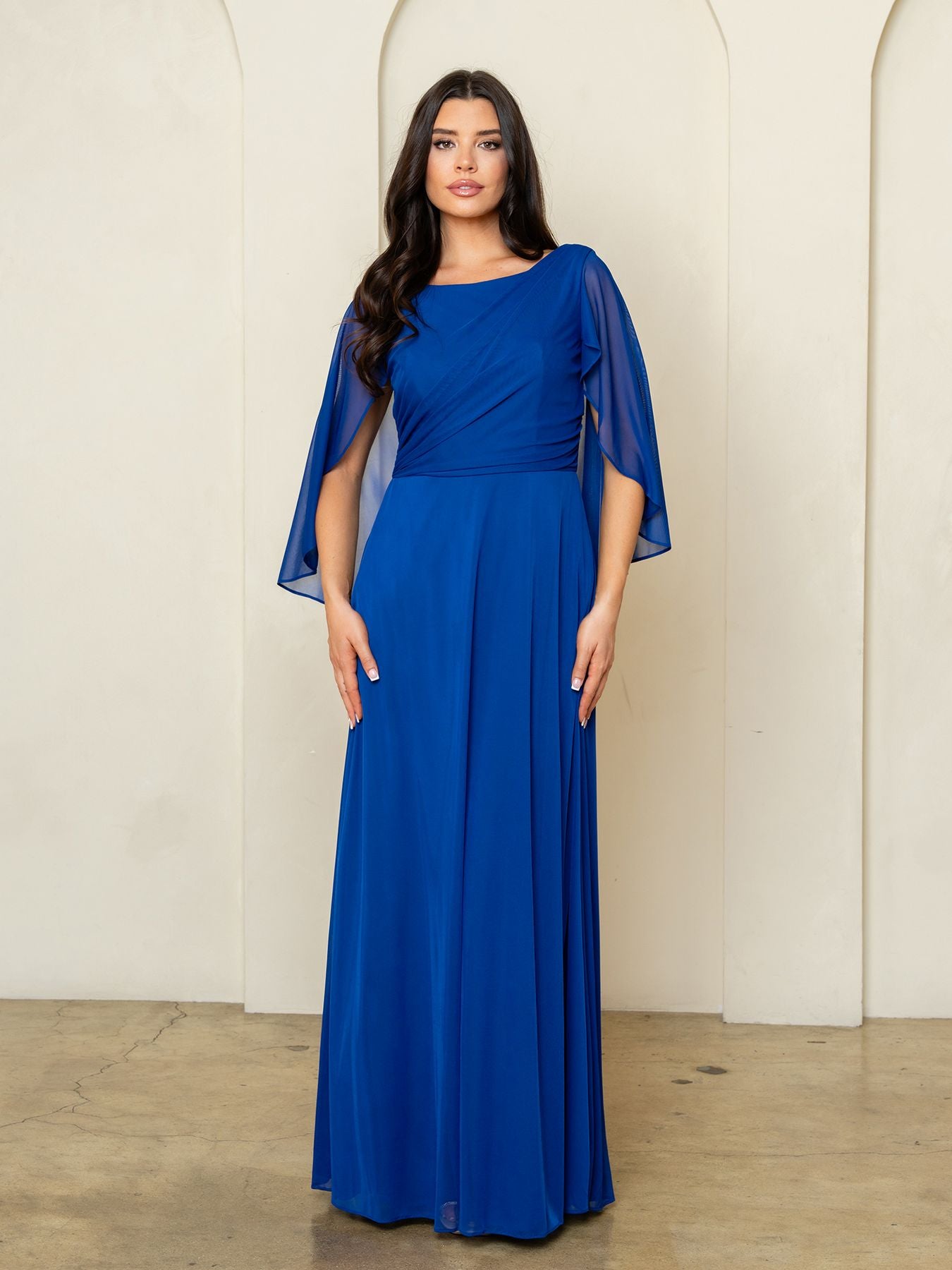 Mother of the Bride Dresses Long Formal Cape Mother of the Bride Dress Eva Fashion 3539 Royal
