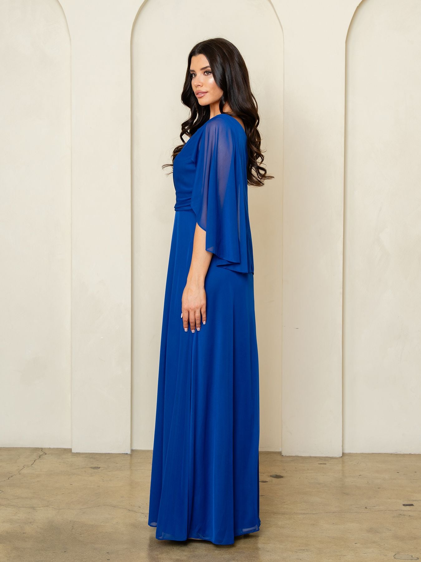 Mother of the Bride Dresses Long Formal Cape Mother of the Bride Dress Eva Fashion 3539 Royal