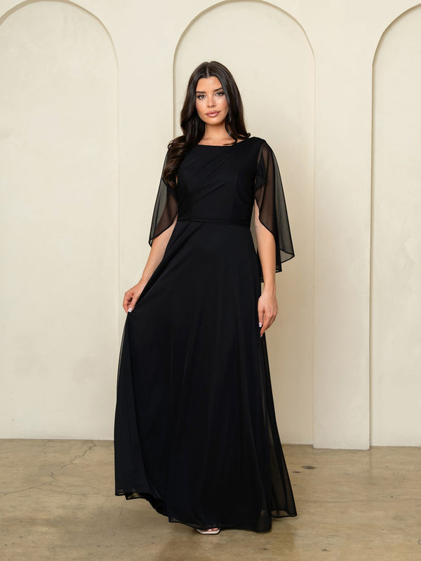 Long Formal Cape Mother of the Bride Dress Eva Fashion 3539