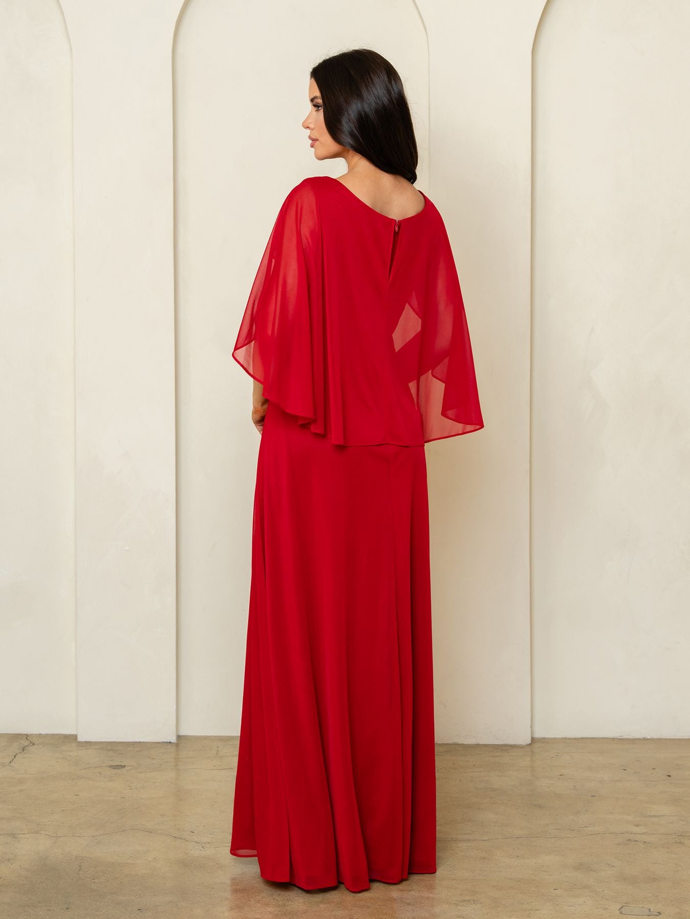 Mother of the Bride Dresses Long Formal Cape Mother of the Bride Dress Eva Fashion 3539Red