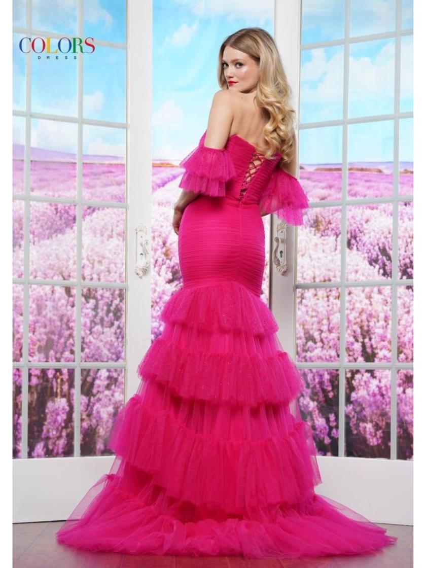 Colors 3539 Long Formal Fitted Ruffle Prom Dress