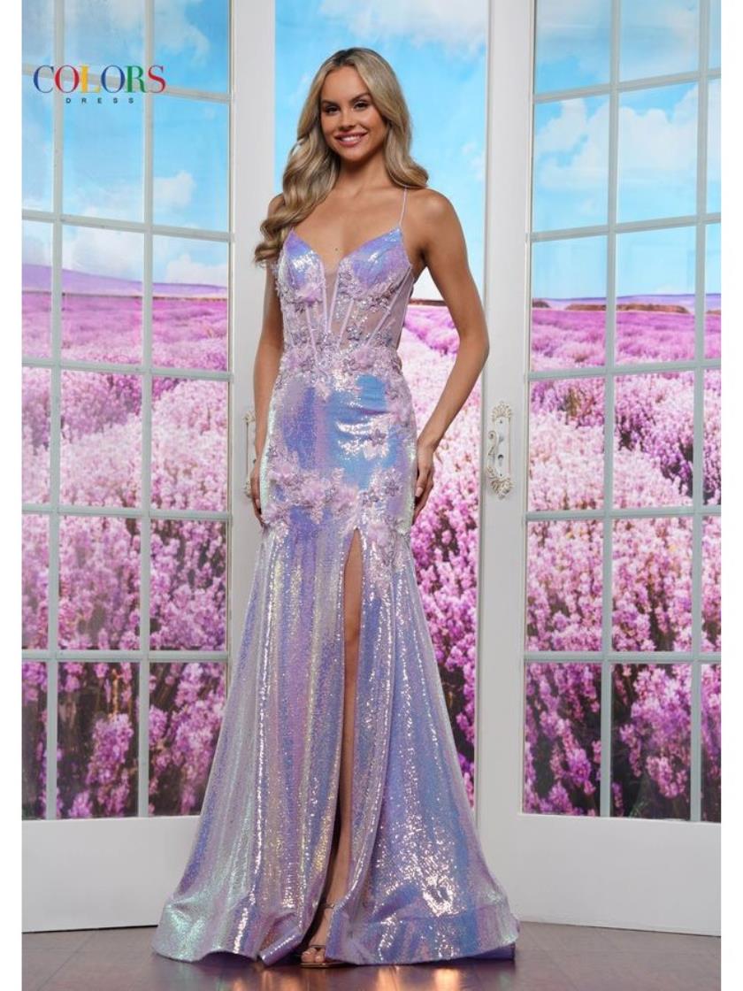 Colors 3540 Formal 3D Flower Mermaid Long Prom Dress