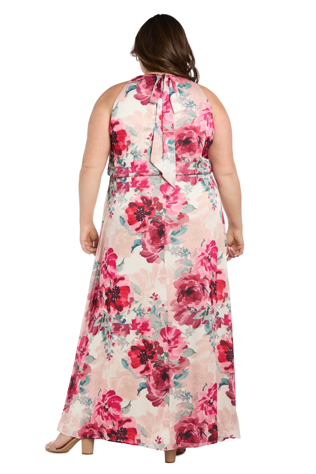 R&M Richards 3541W Long Plus Size Formal Floral Print Maxi Dress