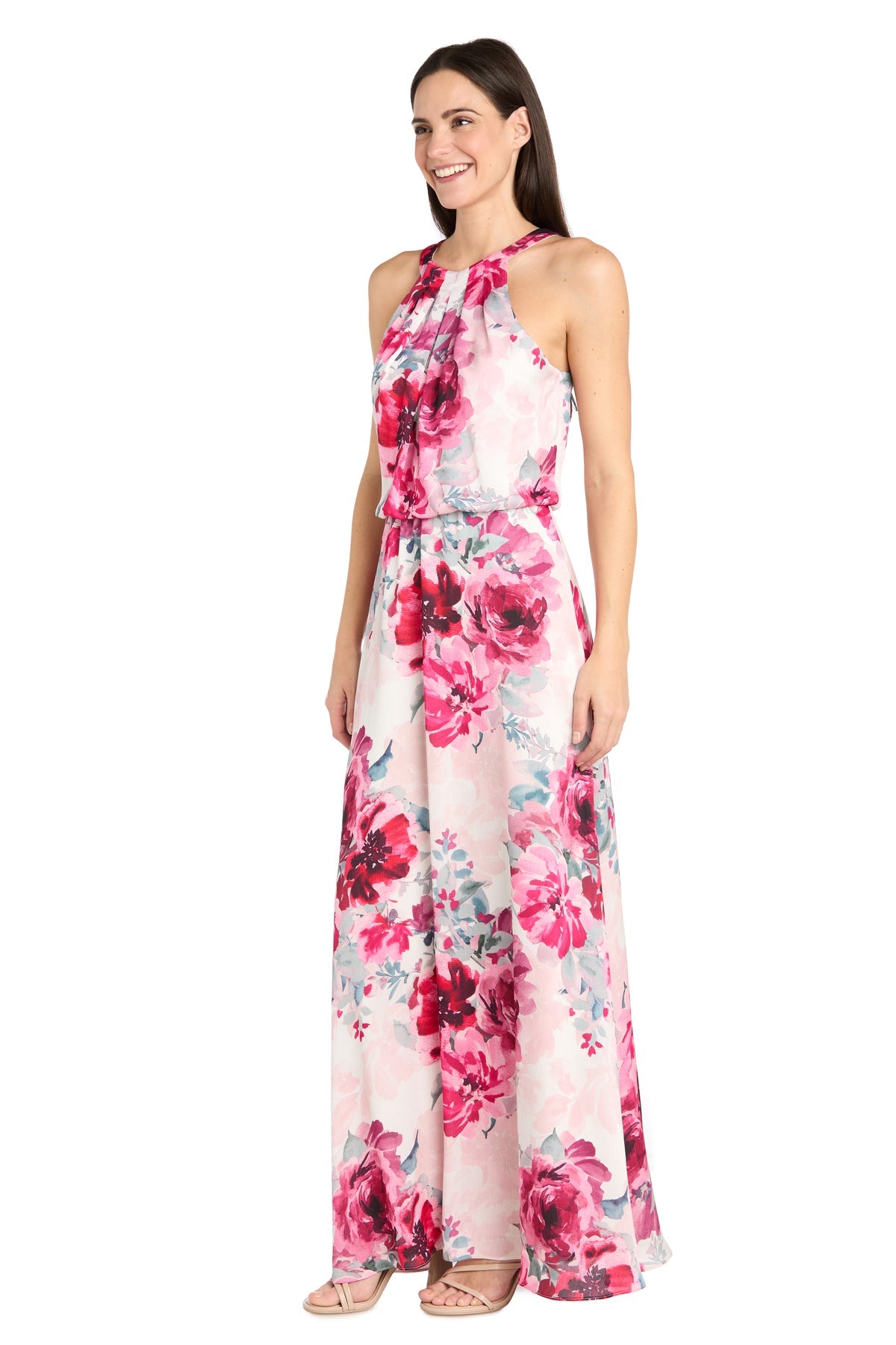 R&M Richards 3541P Long Formal Floral Print Petite Maxi Dress