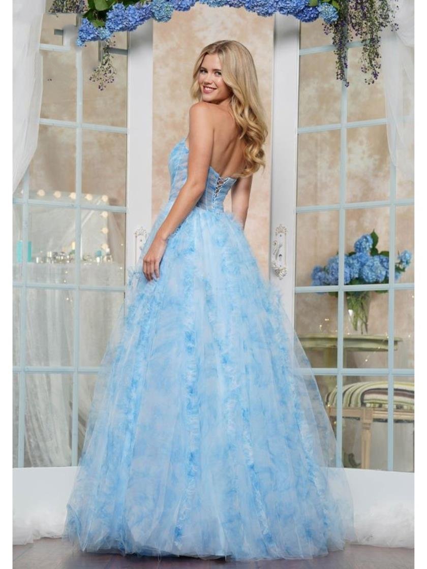 Prom Dresses Long Print Mesh Formal Prom Dress Blue