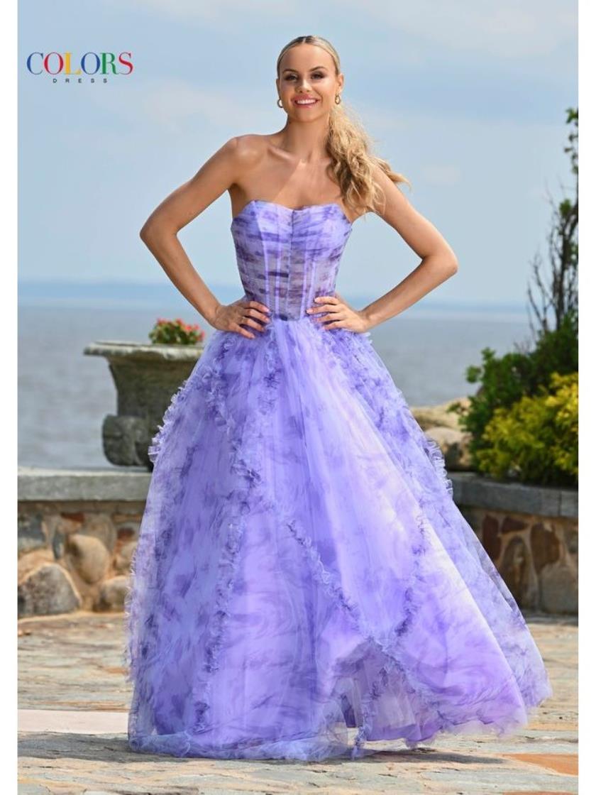 Colors 3546 A Line Long Ball Gown Formal Prom Dress
