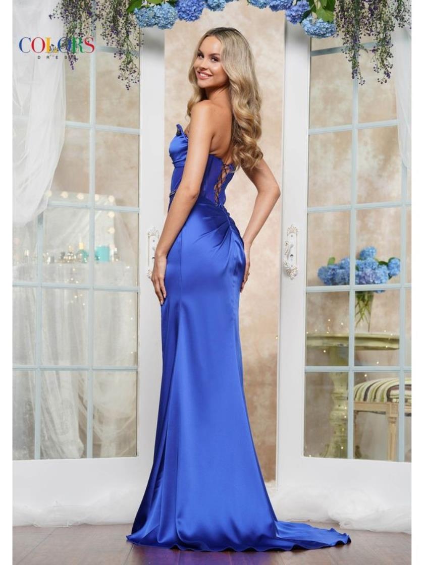 Colors 3549 Long Beaded Fitted Formal Evening Prom Dress