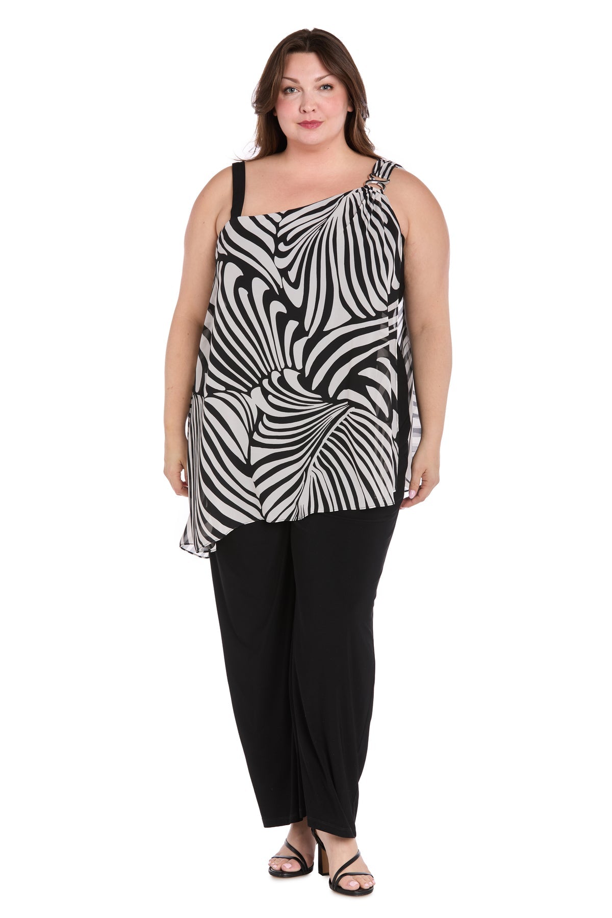 R&M Richards 3551W Fitted Long Formal Print Plus Size Jumpsuit