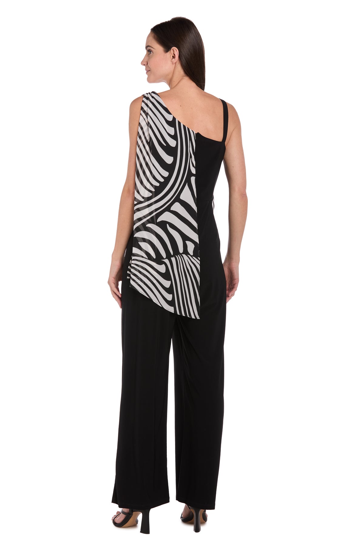 R&M Richards 3551P Long Print Formal Petite Jumpsuit