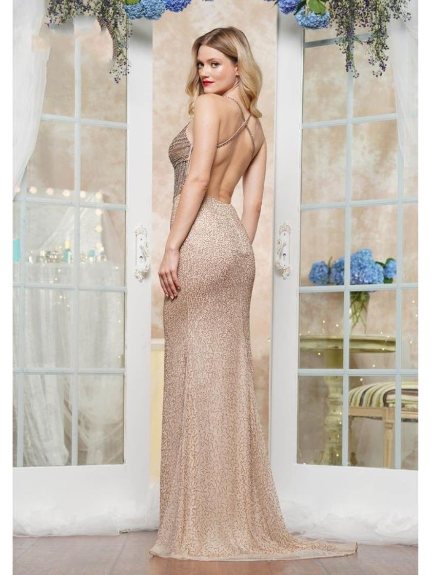 Prom Dresses Long Beaded Bustier Formal Prom Dress Nude