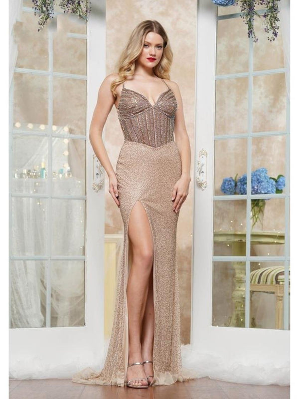 Colors 3554 Long Beaded Formal Prom Dress