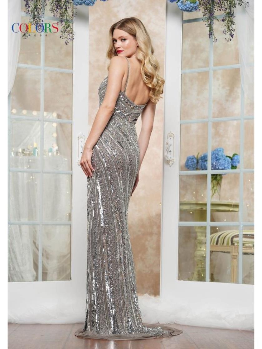 Colors 3556 Formal Long Beaded Slit Fitted Prom Dress