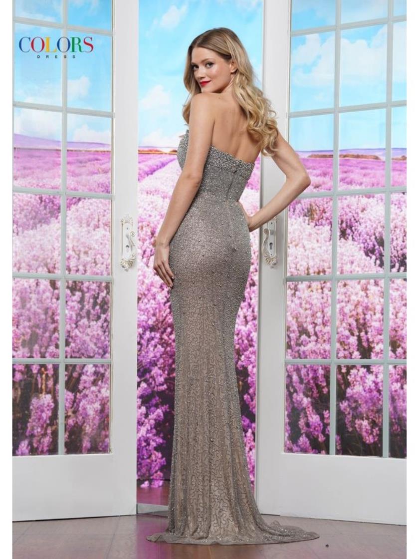 Colors 3559 Fitted Long Formal Beaded Prom Dress