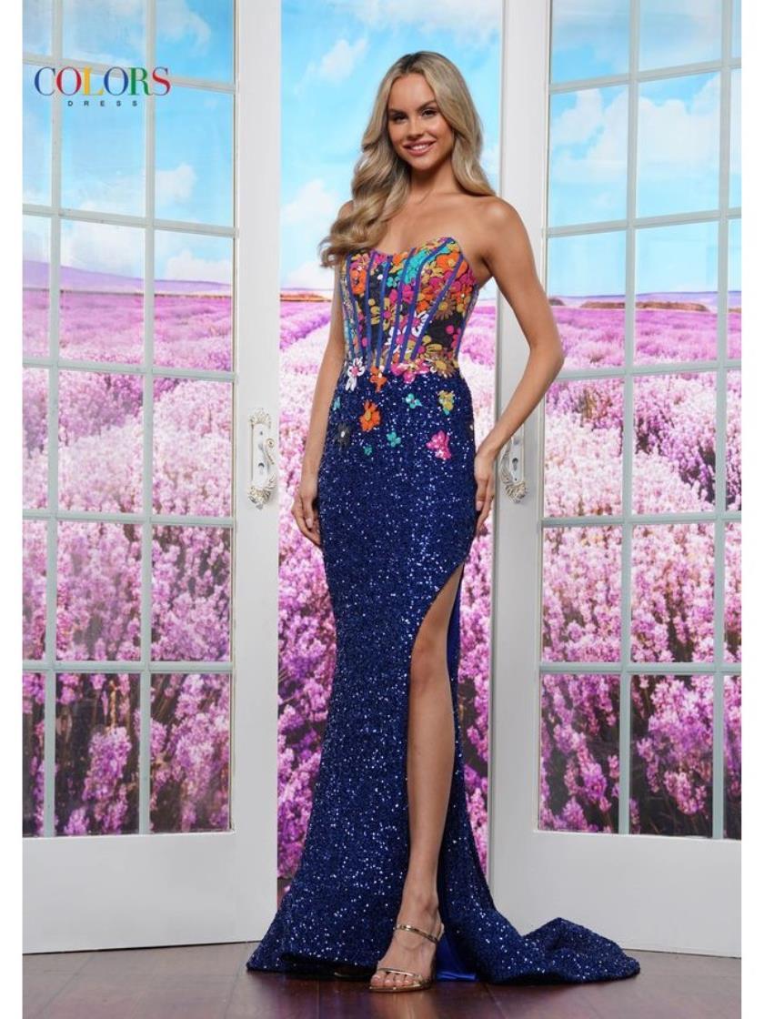 Colors 3561 Formal Long Fitted Slit Prom Evening Dress