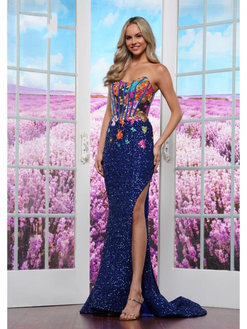 Prom Dresses Formal Long Fitted Slit Prom Dress  Royal