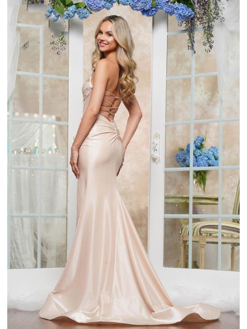 Prom Dresses Long Formal Glitter Mesh Prom Dress Champagne
