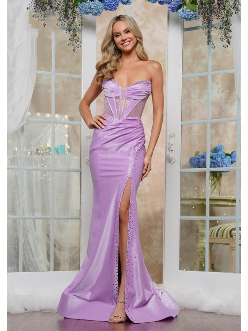 Prom Dresses Long Formal Glitter Mesh Prom Dress Lilac