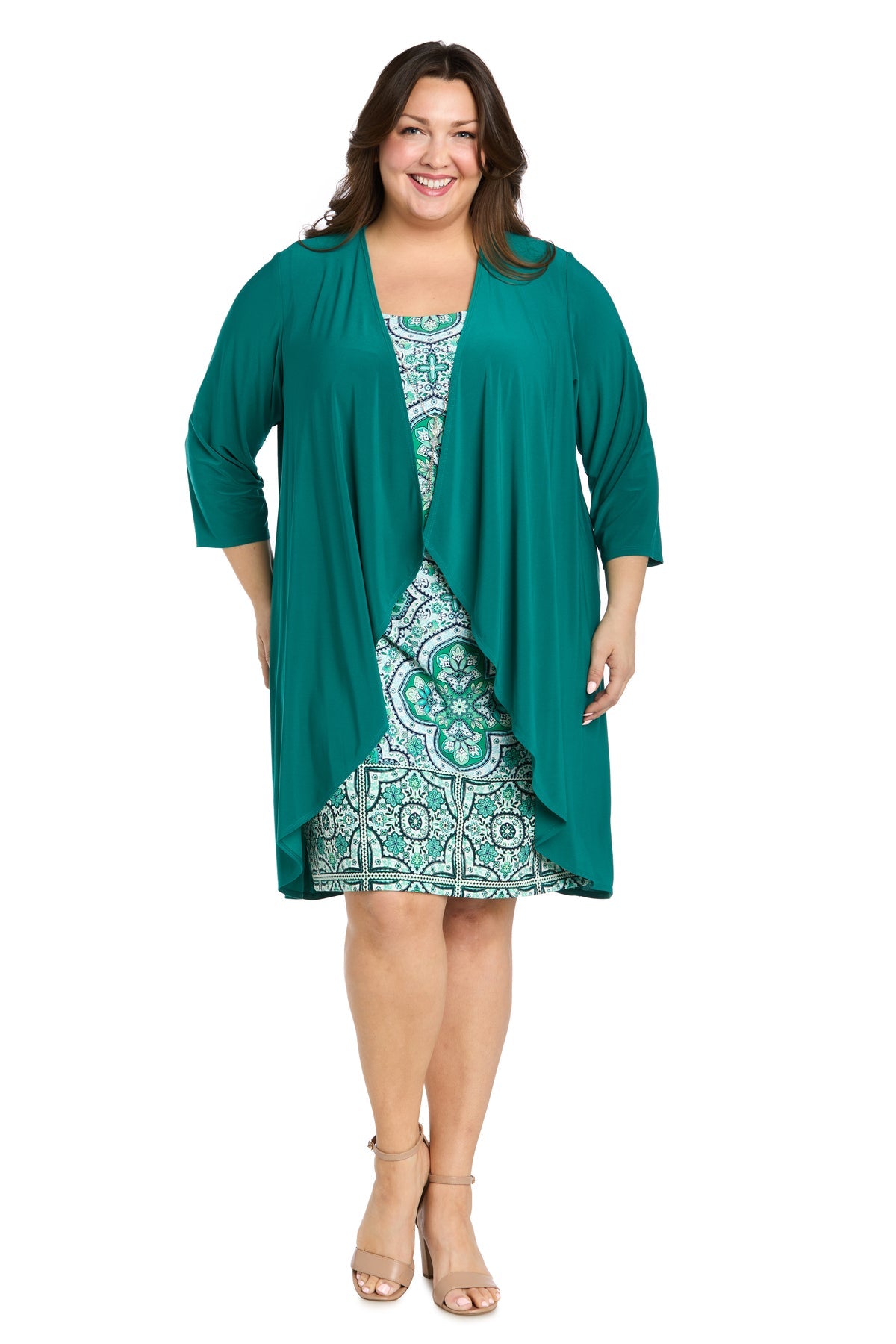 R&M Richards 3567W Plus Size Short Printed Cocktail Dress