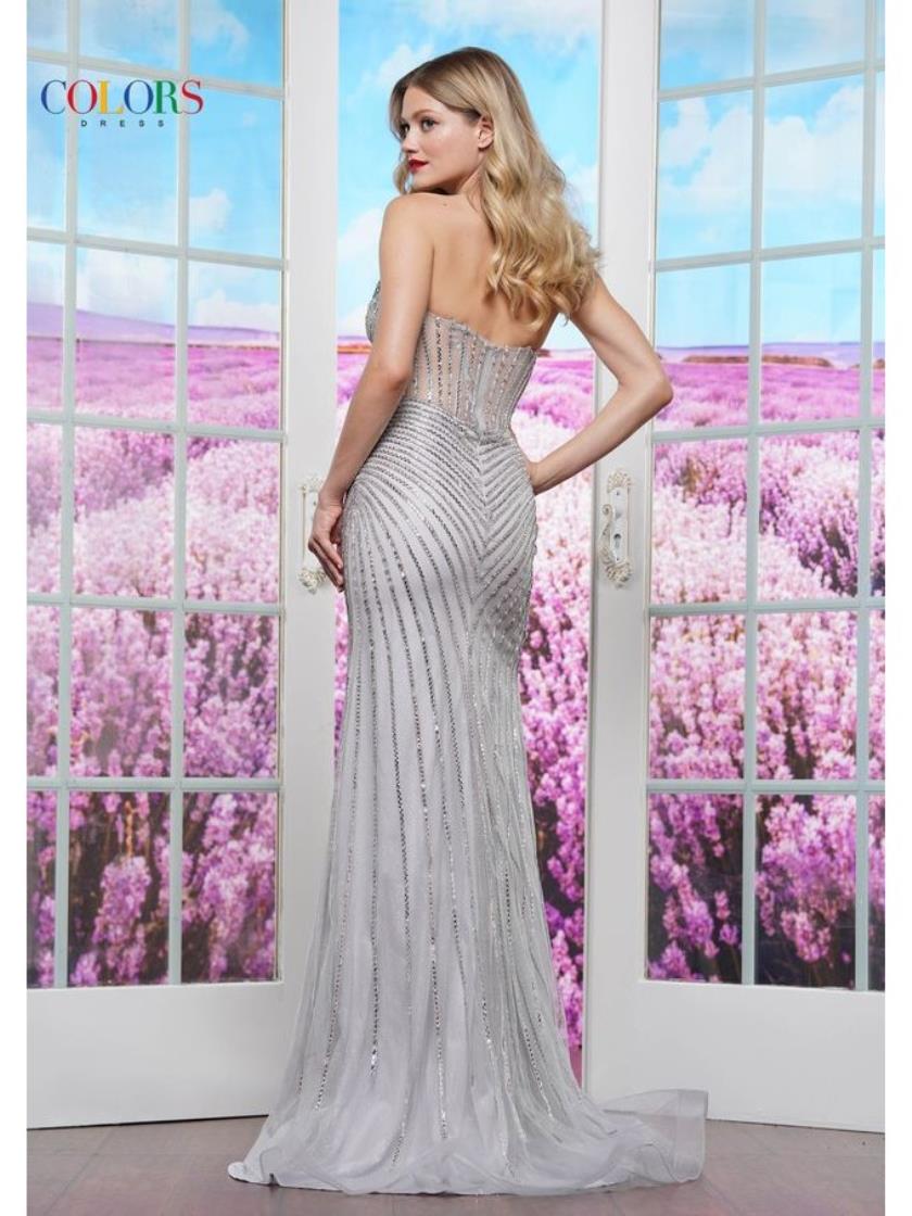 Colors 3568 Fitted Formal Long Slit Prom Evening Dress