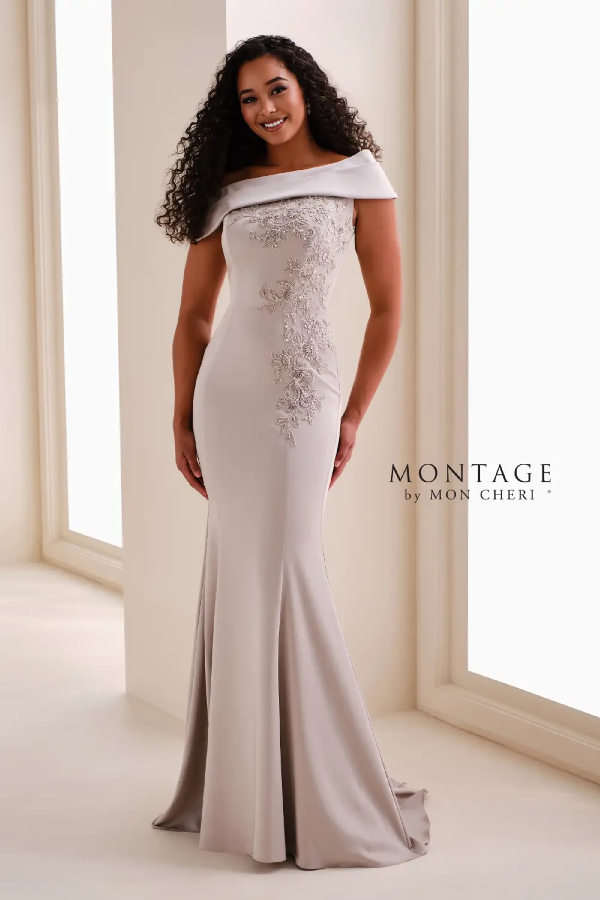 Formal Dresses Long Beaded Formal Mermaid Lace Dress Oyster