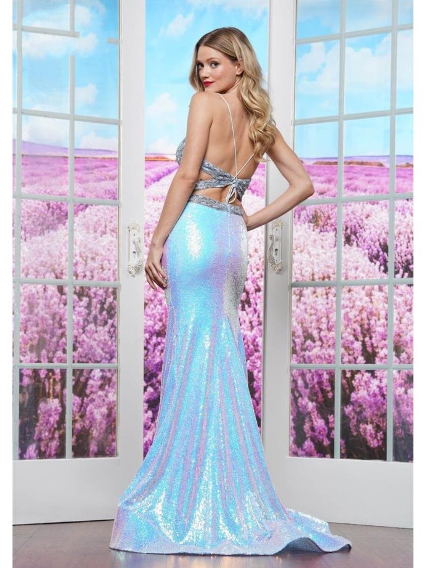 Prom Dresses Formal Heavy Beaded Long Slit Prom Dress Blue