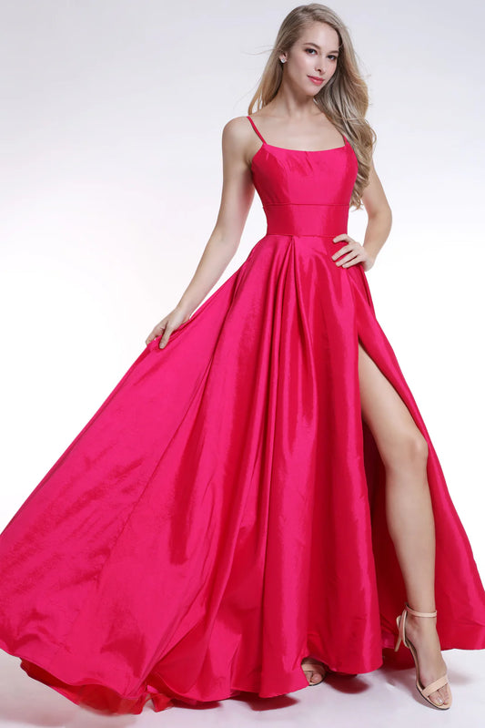 Prom Dresses Long A Line Formal Slit Prom Dress Fuchsia