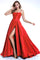 Prom Dresses Long A Line Formal Slit Prom Dress Red